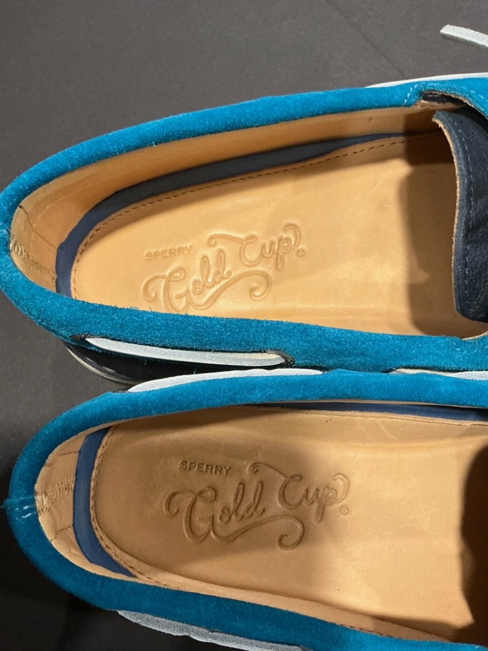 Sperry Top Sider Leather Suede Boat Shoes Blue Colorblock Men’s Size 10 - Picture 12 of 16